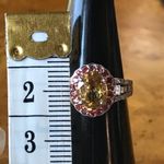 Natural Red Sapphire Yellow Zircon Halo Ring Size 6 Gold Photo 5