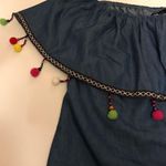 INA Bnwt  Pompom Off Shoulder Chambray Crop Top Photo 2
