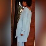 Free People  Intimately C.O.Z.Y Waffle Knit Tunic Sweater Size XS/S‎ NWT Neon Sky Photo 4