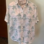 C&C California  Palm Tree Tropical Print Short Sleeve Linen Shirt Women’s Medium Photo 0