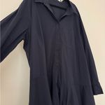 English Factory  Collar Flare Skirt Dress Navy Blue Long Sleeve Dress 2X Photo 7