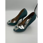 Bagley Mischka Jade Jeweled High Heeled Shoes Green Size 8.5 Photo 1