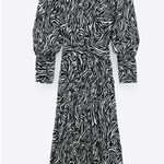 ZARA NWT Zebra Animal Print Midi Dress With Belt Photo 5