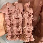 Just Me Dress Small Pink Pom Pom Swiss Dot Lace Trim Long Sleeve Mini Occasion Photo 1