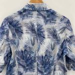 Karen Kane Blazer Jacket Womens Large Blue White Cotton Tropical Leaf Print Photo 7