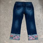 Driftwood Colette Stretch Denim Embroidered Floral Cuffed Crop Straight Jeans 32 Photo 4