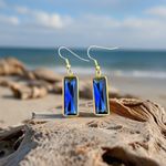 Handcrafted earrings with Austrian Montana blue baguette crystal Photo 1