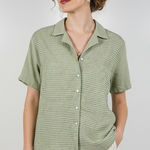 Ravel Sage Green Ramie Button Front Shirt Women's 1X Textured Short Sleeve Top Size undefined Photo 0