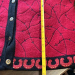 Icelandic Designs Wool Jacket Sweater Holiday Winter M Knit Black Red Vintage Size M Photo 9