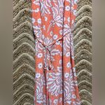 Loft Ann Taylor Coral Paisley Floral Print Lace Trim Halter Dress,Size 0,NWT Photo 2