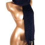 Vintage 2000s Thick Knitted Royal Purple & Dark Blue Scarf Academia Photo 0