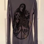 Lauren Moshi Peace Love Harmony Women’s Charcoal Grey Longsleeve Size Small Photo 1