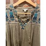 Lucky Brand Women’s Boho Lace Up Embroidered Tunic Blouse Small Green Ta… Photo 4