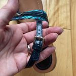 Coach  Sammy blue and green canvas navy hardware and patent detail sandals Photo 11