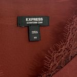 EXPRESS  Satin Lace Strap V-Neck Downtown Cami Top XS Rum Raisin Brown Photo 11