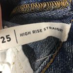 PacSun Size 25 Blue Distressed High Waisted Straight Leg Crop Jeans Raw Hem Photo 2