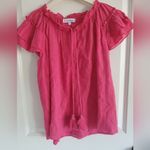Karina Grimaldi  Pink Ruffle Tassel Top and Key Hole Blouse Size Medium Preppy Photo 9