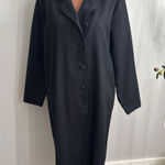 Vintage DYNASTA Black Button Front Coat Dress Women's Size 48 Made In Greece Photo 0