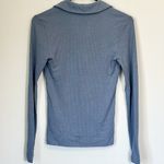 Madewell NWT  Blue Drapey Rib Long-Sleeve Polo Top - Size: Extra Small Photo 5