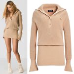 New SER.O.YA Katana Sweater Mini Dress in Tan Size L Photo 3