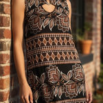 Perceptions NWT  Black Brown Sleeveless Floral Geometric Midi Dress Size Small Photo 0