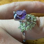 Artistic Rose De France Amethyst Peridot Sterling Silver Ring Size 7 Purple Photo 2