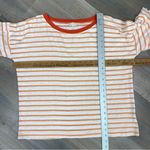 Hem & Thread  Striped Slub Knit Short Ruffle Sleeve T-shirt White Orange Large Photo 11