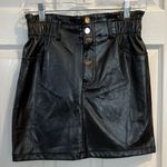 Blashe Black Faux Leather Paper Bag Waist w/ Pockets Mini Skirt Size Small Photo 0