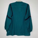 ZARA  Emerald Green Embroidered Eyelet Tassel Long Sleeves Peasant Top Photo 8