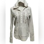 Johnny Was Metallic Thermal Hoodie - LAURA Metallic Cream Size XS Photo 11