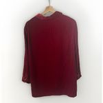 Coldwater Creek  Velvet Button Up Red Western Boho Lagenlook Cranberry Blouse L Photo 1