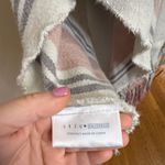 Siizu Blanket Cape Light Grey Mauve Stripe Fringed 51"x55" Pink Photo 5