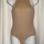 AGOLDE Ribbed Rianne High Neck Racerback Thong Body Suit Latte size medium π Photo 3