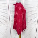 Grace & Emma Snowflakes Fuzzy Distressed Fringe Trim V Neck Sweater Red Small Photo 2