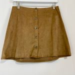 Kendall + Kylie Women’s Snap Front Suede Mini Skirt Tan Size Small FLAW Photo 0