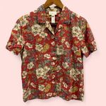 Jones New York Adorable 90’s-Y2K rose peach floral short sleeve linen blend breezy blouse Photo 1