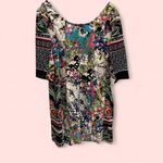 Adorable floral fusion boat neck shift dress pockets Nicole Miller stretchy Pink Size 16 Photo 3