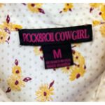 Rock & Roll Cowgirl Pearl Snap Shirt White Fringe Medium Yellow Flowers Polkadot Photo 8