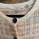 Anthropologie  Knitted & Knotted Women’s XSmall Pink Ivory Cardigan Sweater Shirt Photo 4