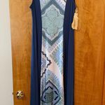 One World  Women’s Sleeveless Maxi Dress Blue New Age Boho Festival NWT Medium Photo 0