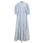 Pomander Place Tuckernuck Blue White Stripe Selena Maxi Dress Size S Puff Sleeve Photo 3