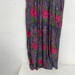 Vintage 1990s Bright Green & Pink Floral Sleeveless Deep V Neck Midi Dress Xs Photo 2