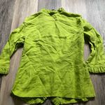 Vintage 1990s Sara Isabella Linen Button Up Green Ruffle Blouse Medium Fairy Y2K Photo 7