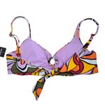 Bar III Women's Multi Vibe Check Banded Bikini Top With Ring XL NWT Photo 1