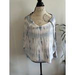 Free People  TIE DYE Oversized Sweatshirt Cotton Blue Crop Dolman Sleeves Small‎ Photo 1