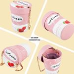 STRAWBERRY ICE CREAM NOVELTY CROSSBODY SHOULDER BAG Pink Photo 1
