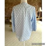 ZARA  Blue Embroidered Polka Dot Balloon Sleeve Top XS Photo 9