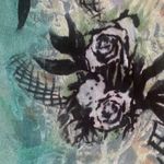 None Sarong Scarf Bright Turquoise Black Rose Floral Fringe Boho Gypsy Colorful Photo 4