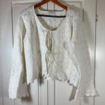 Celebrity Pink  Crochet Tie Front Top Boho Y2K‎ Festival Angelcore Knit XL Bell Photo 0