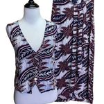 Faith Vintage Rayon Hawaiian Button Up Vest (Small) & Skirt (Medium) 2 PC Outfit Photo 0